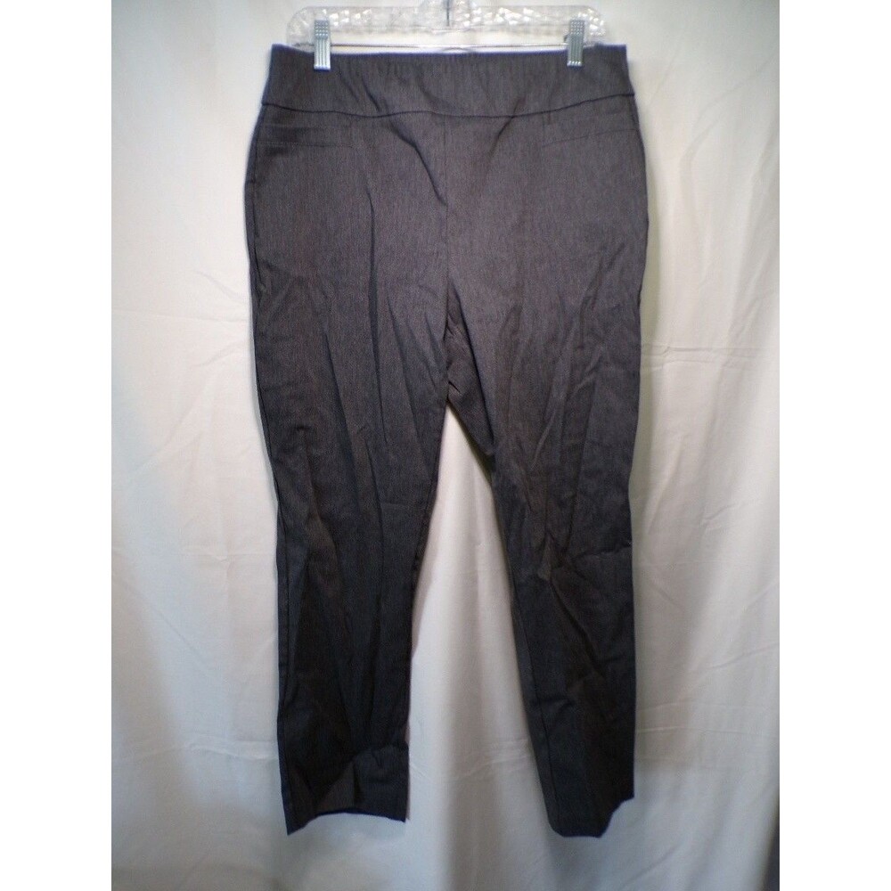 Kim Rogers Women's 12P Petite Short Gray Tummy Control Pull On Dress Pants